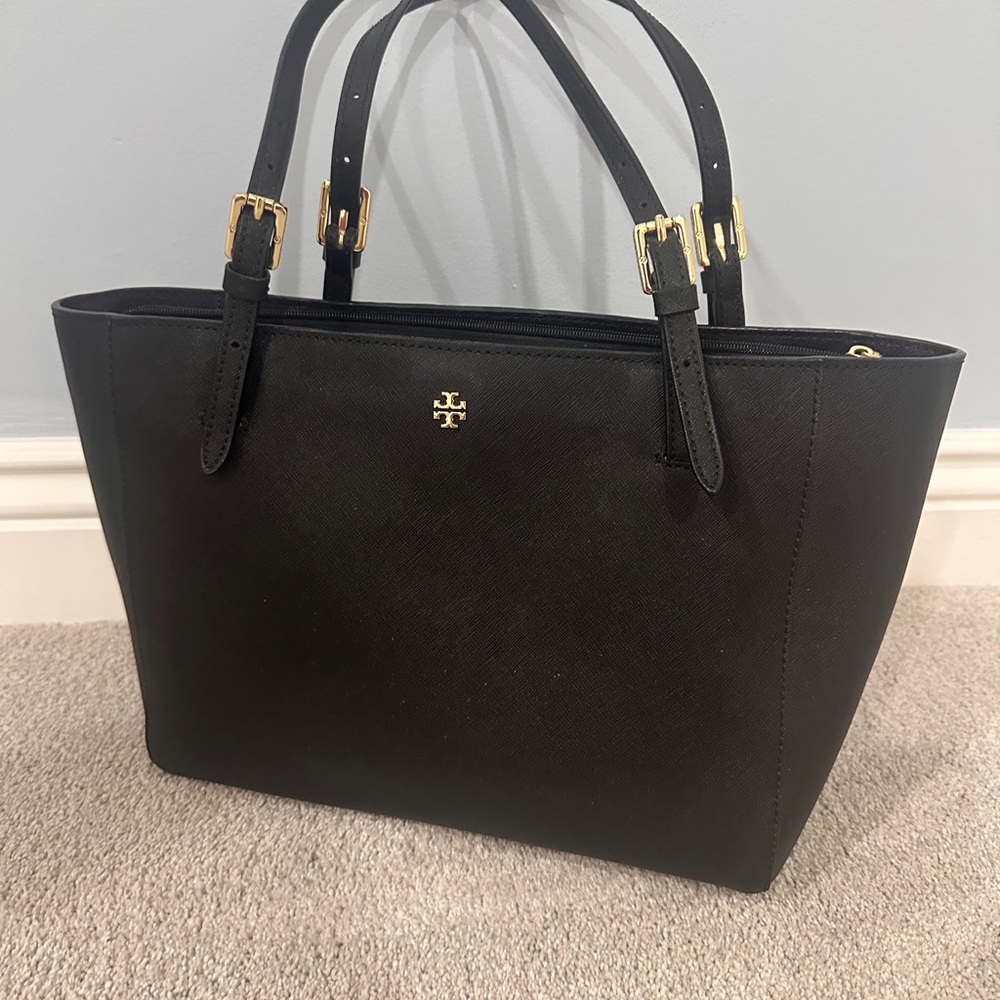 Tory Burch Black Tote with Gold Accents